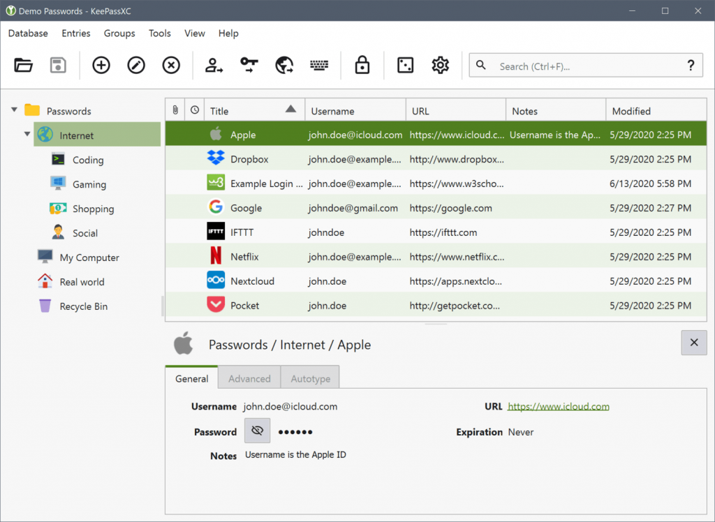 KeePassXC gestor de contraseñas